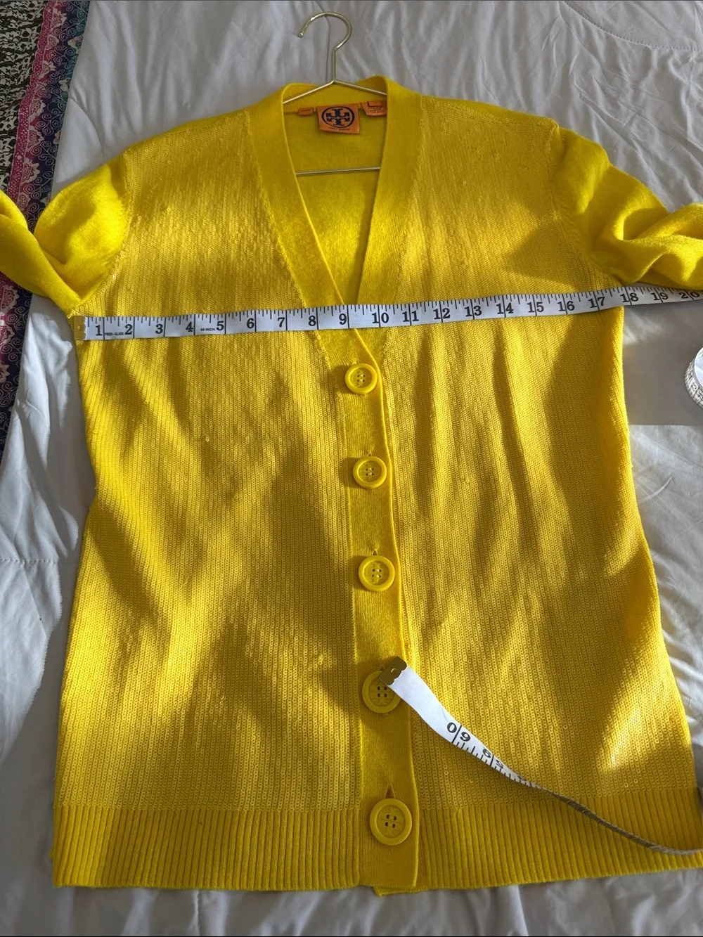 Tory Burch Sunny Yellow V-Neck Button Cardigan